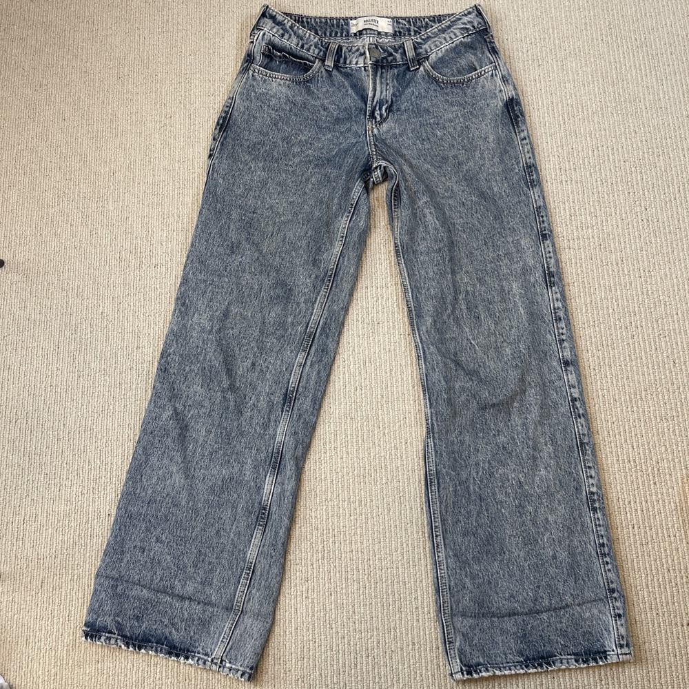 Hollister Womens 27 Long Low Rise Baggy Jeans Acid Washed